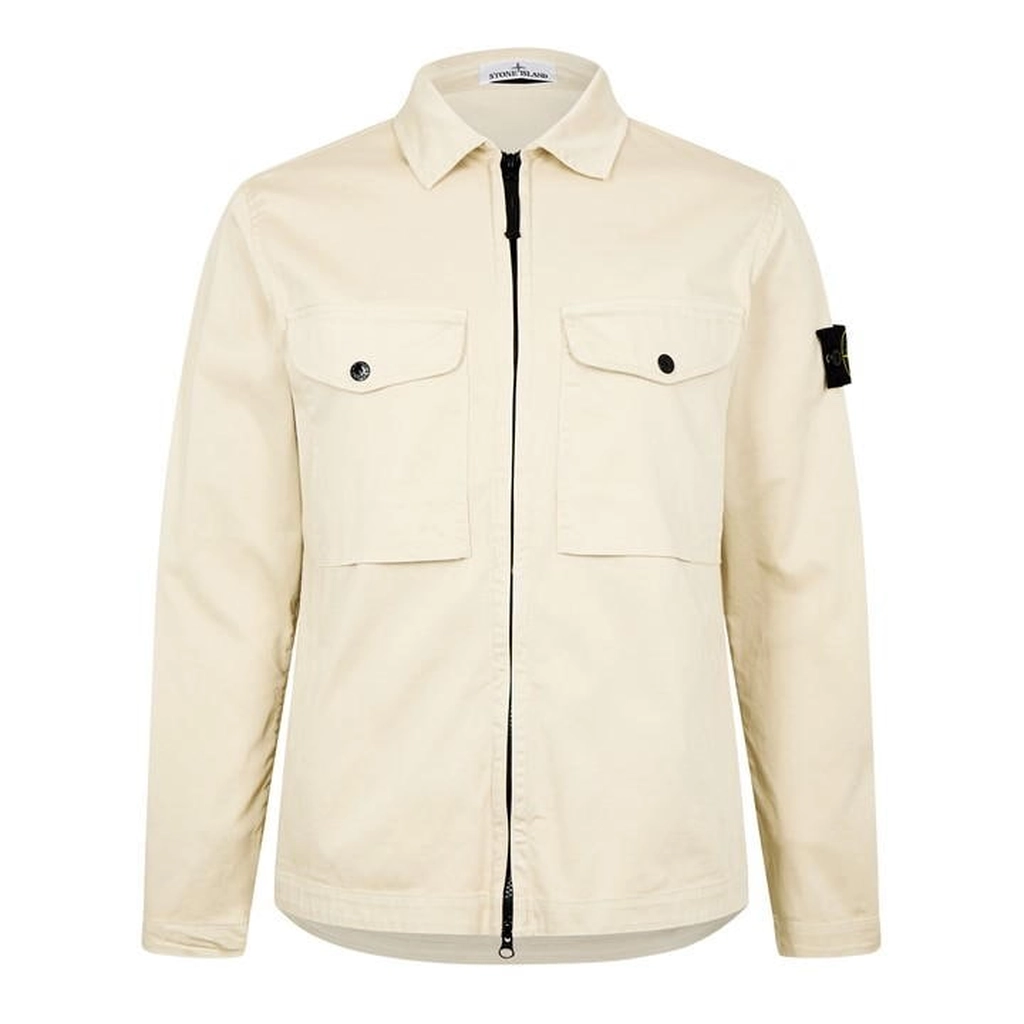 Stone Island Cotton Zip Overshirt - Beige